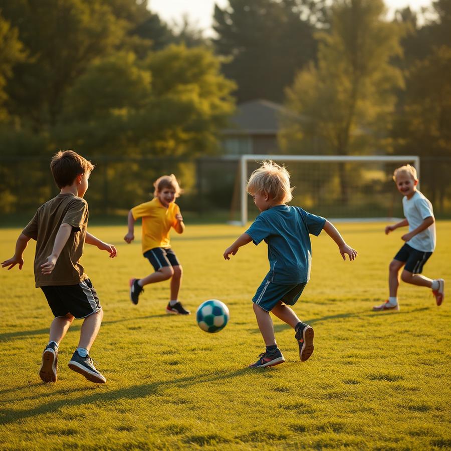 Kids playing a small-sided football game
